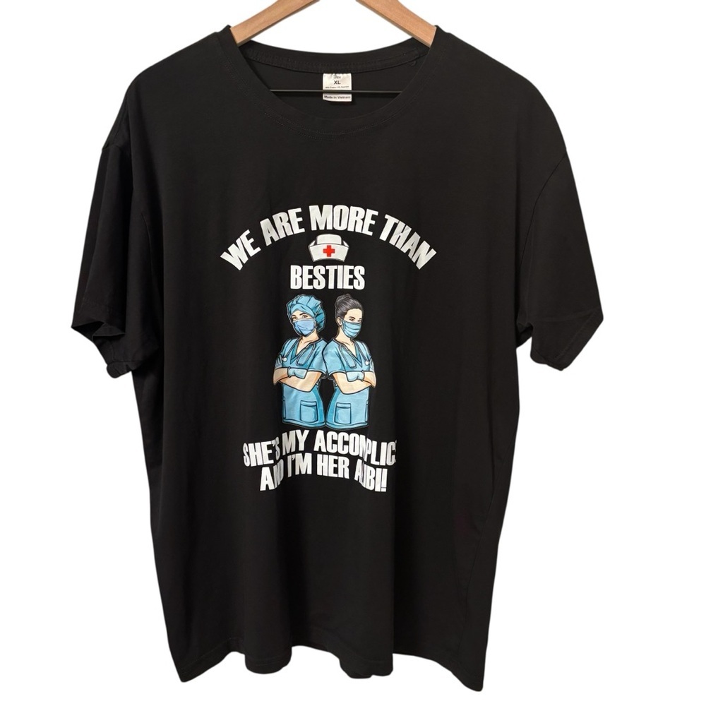 Nurses Graphic T-Shirt Size XL Short Sleeve Nursing Medical Work Bestie Stretch